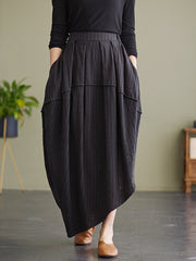 Plus Size Stripe Elastic Waist Loose Spring Summer Skirt