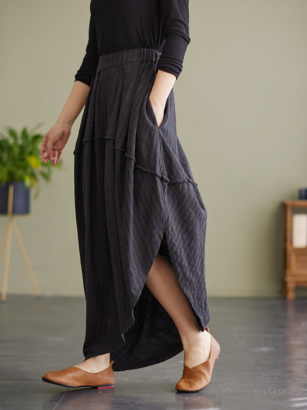 Plus Size Stripe Elastic Waist Loose Spring Summer Skirt