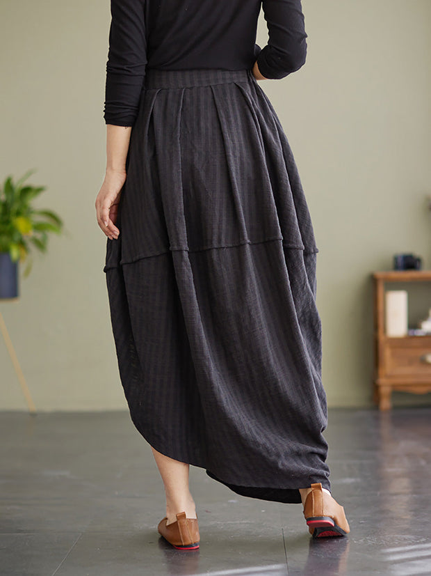 Plus Size Stripe Elastic Waist Loose Spring Summer Skirt