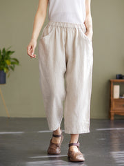 Damen Leinenhose mit weitem Bein