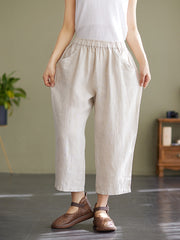 Damen Leinenhose mit weitem Bein