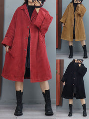 Plus Size Winter Women Batwing Sleeve Baggy Mid Length Padded Coat