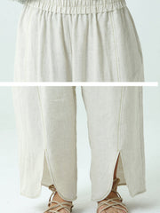 Plus Size Women Linen Wide Leg Pants