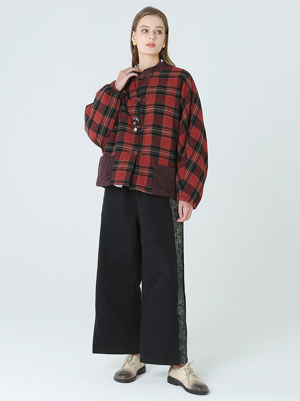 Frühling Winter Plaid Frauen Lose Casual Mantel M-2XL