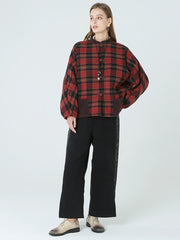 Frühling Winter Plaid Frauen Lose Casual Mantel M-2XL