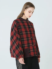 Frühling Winter Plaid Frauen Lose Casual Mantel M-2XL