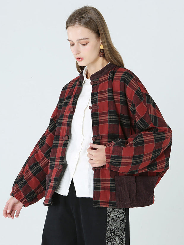 Frühling Winter Plaid Frauen Lose Casual Mantel M-2XL