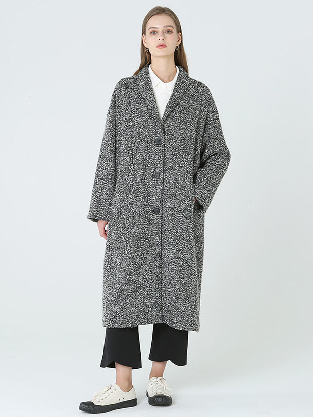 Plus Size Long Wool Women Winter Long Sleeve Coat M-2XL