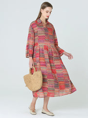 Plus Size Prints Long Sleeve Spring Bohemia Dress