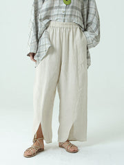 Plus Size Women Linen Wide Leg Pants