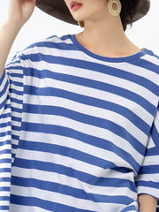 Plus Size - Buykud 100% Cotton Striped Casual T-Shirt