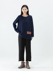 Plus Size - Women Patchwork Long Sleeve T-shirt