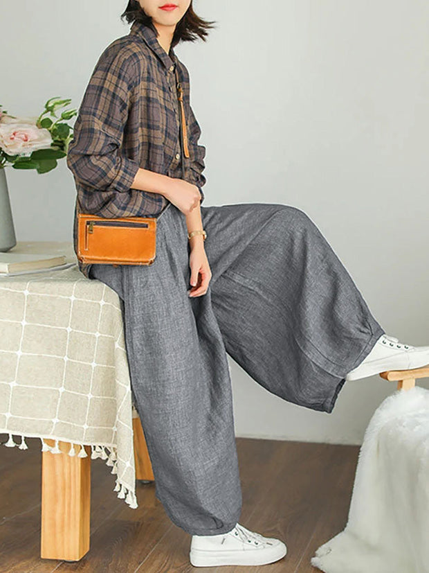 Plus Size Women Casual Spring Wide Leg Pants